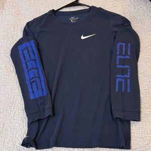 Nike Men's Dark Blue Elite Long Sleeve Tee